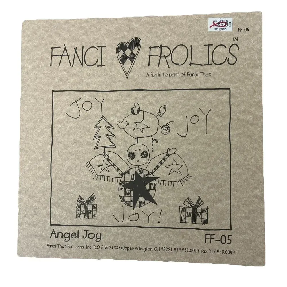 HTF Fanci That Frolics Primitive Cross Stitch Angel Joy Pattern 1997